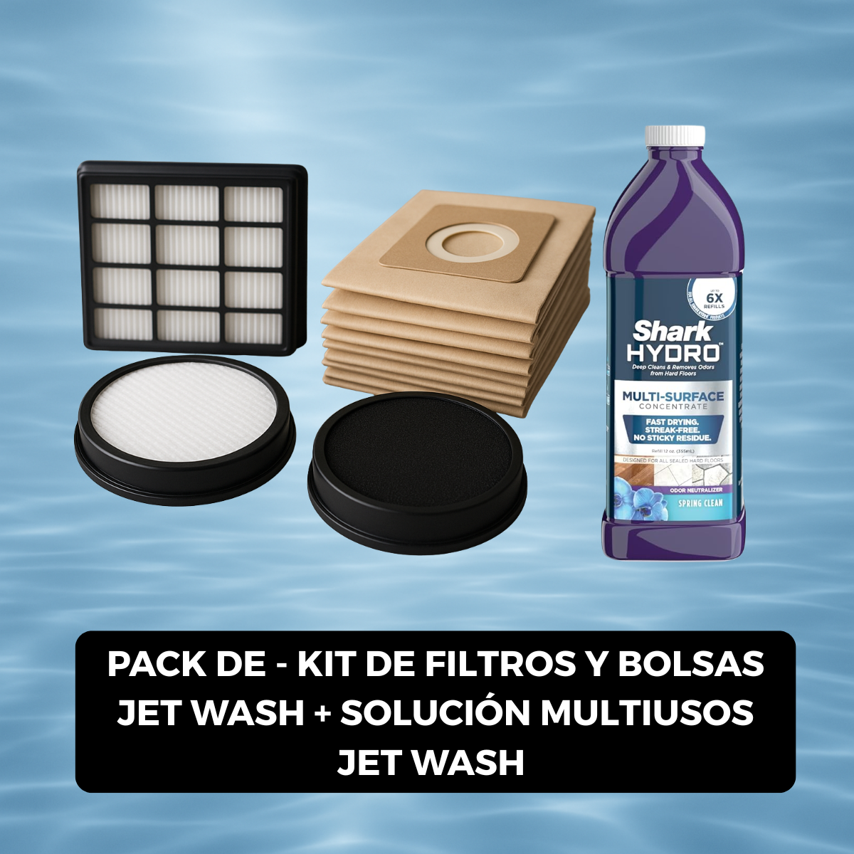 PACK KIT DE FILTROS Y BOLSAS JET WASH + SOLUCIÓN MULTIUSOS