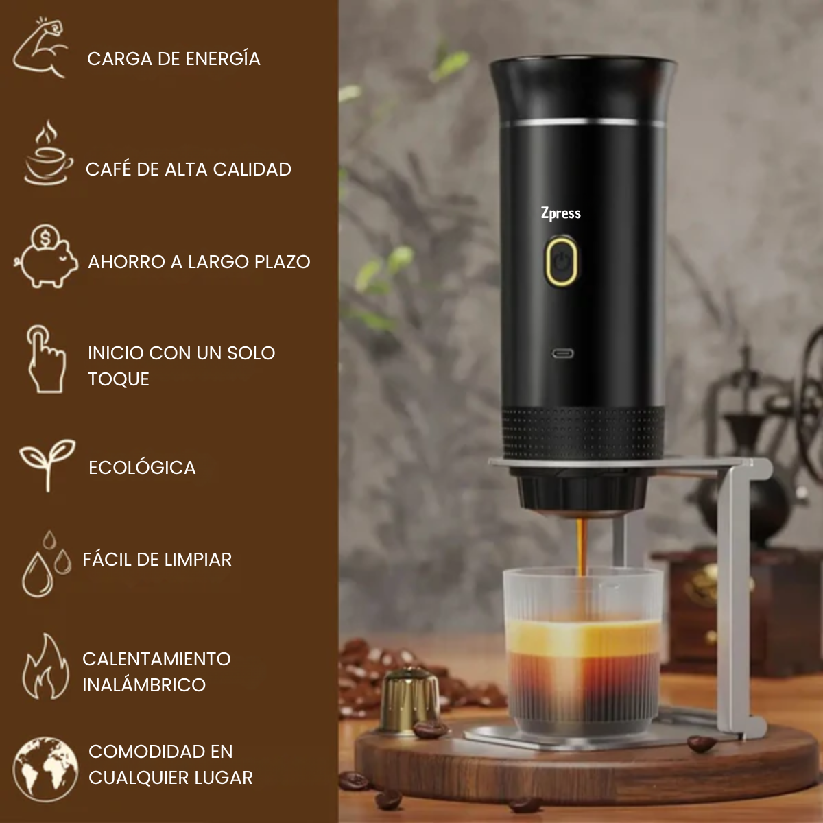 Zpress – Cafetera Espresso Portátil Todo-en-Uno